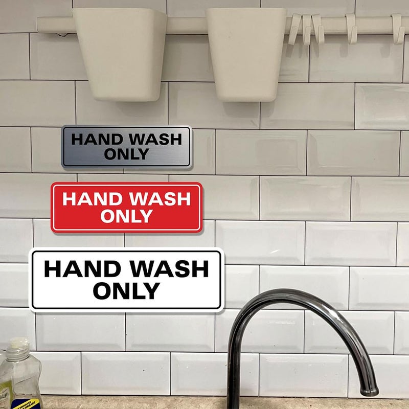 All Quality Standard Hand Wash Only Wall or Door Sign | Kitchen Sink Sign with Easy Installation | Black - Medium (1 Pack) - Image 2